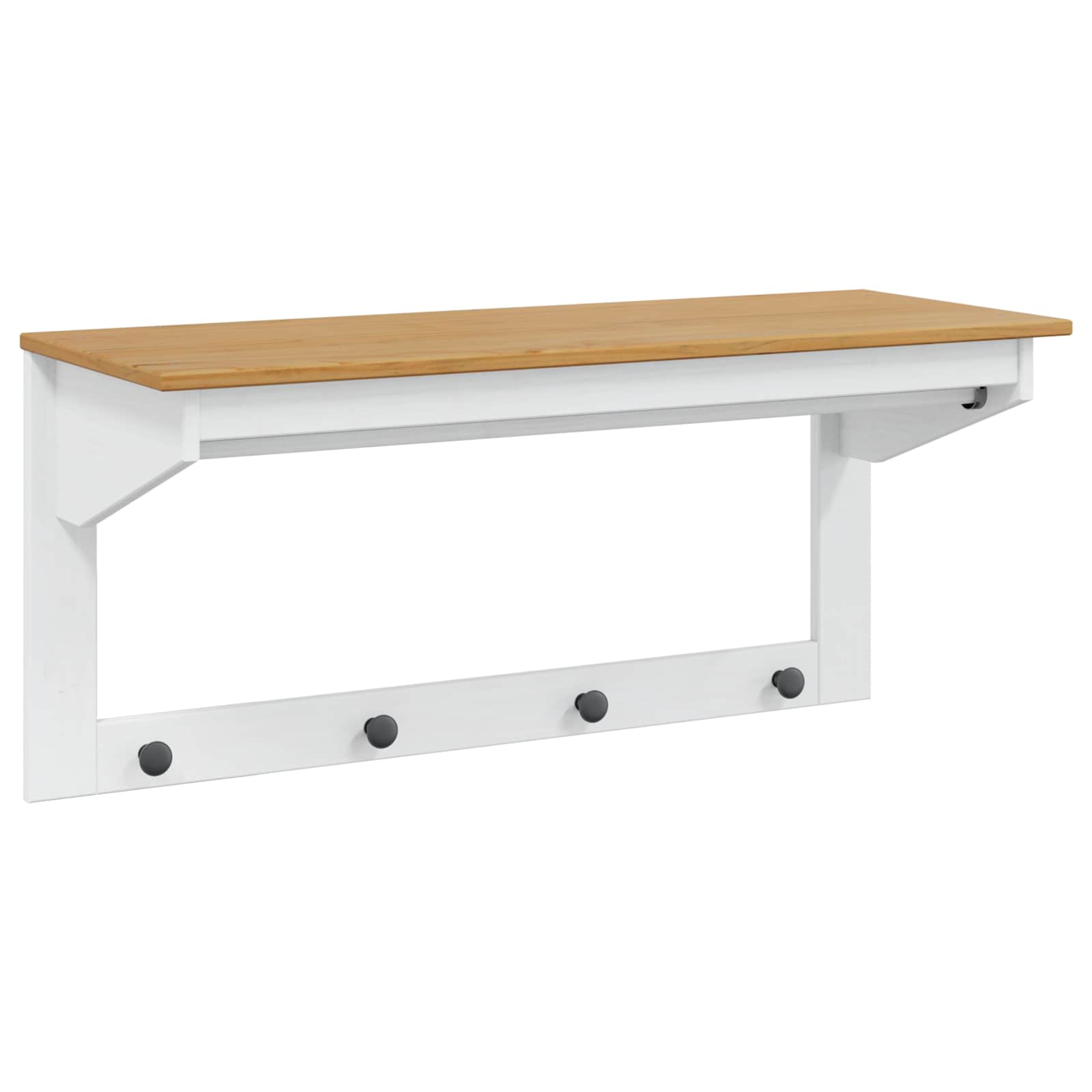 Kapstok Wit en honingbruin 90 x 35 x 41.5 cm Massief Vurenhout