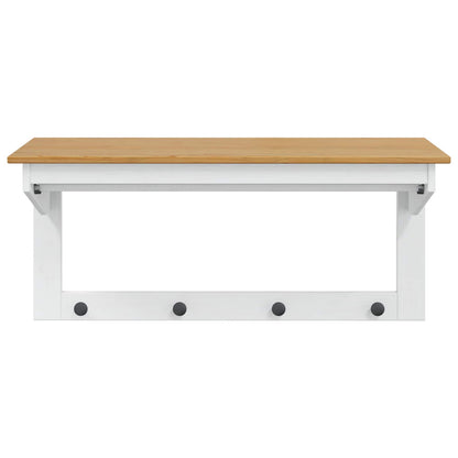Kapstok Wit en honingbruin 90 x 35 x 41.5 cm Massief Vurenhout
