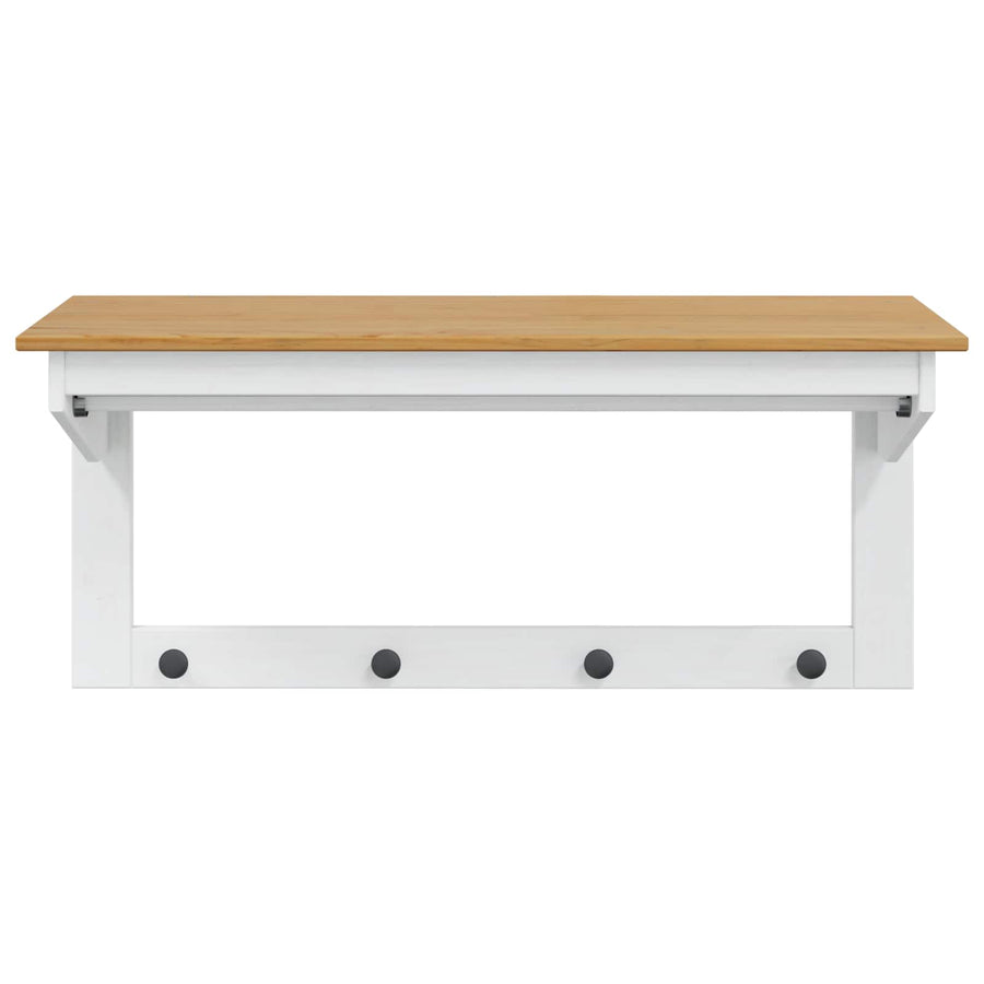 Kapstok Wit en honingbruin 90 x 35 x 41.5 cm Massief Vurenhout