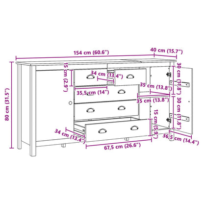 Dressoir HILL Honingbruin 154 x 40 x 80 cm Massief grenenhout