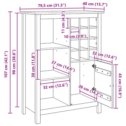 Wijnkast HILL Honingbruin 79.5 x 40 x 107.5 cm