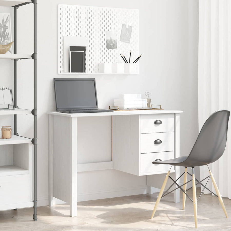 Bureau met lades Wit 100 x 45 x 74 cm Massief Vurenhout