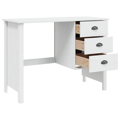 Bureau met lades Wit 100 x 45 x 74 cm Massief Vurenhout