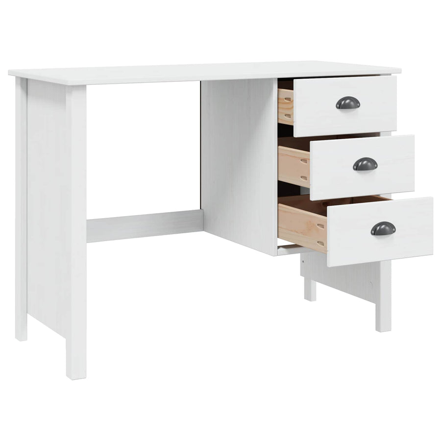 Bureau met lades Wit 100 x 45 x 74 cm Massief Vurenhout