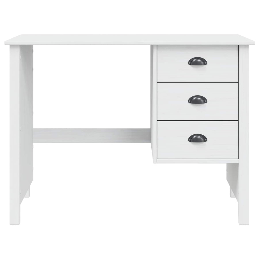 Bureau met lades Wit 100 x 45 x 74 cm Massief Vurenhout