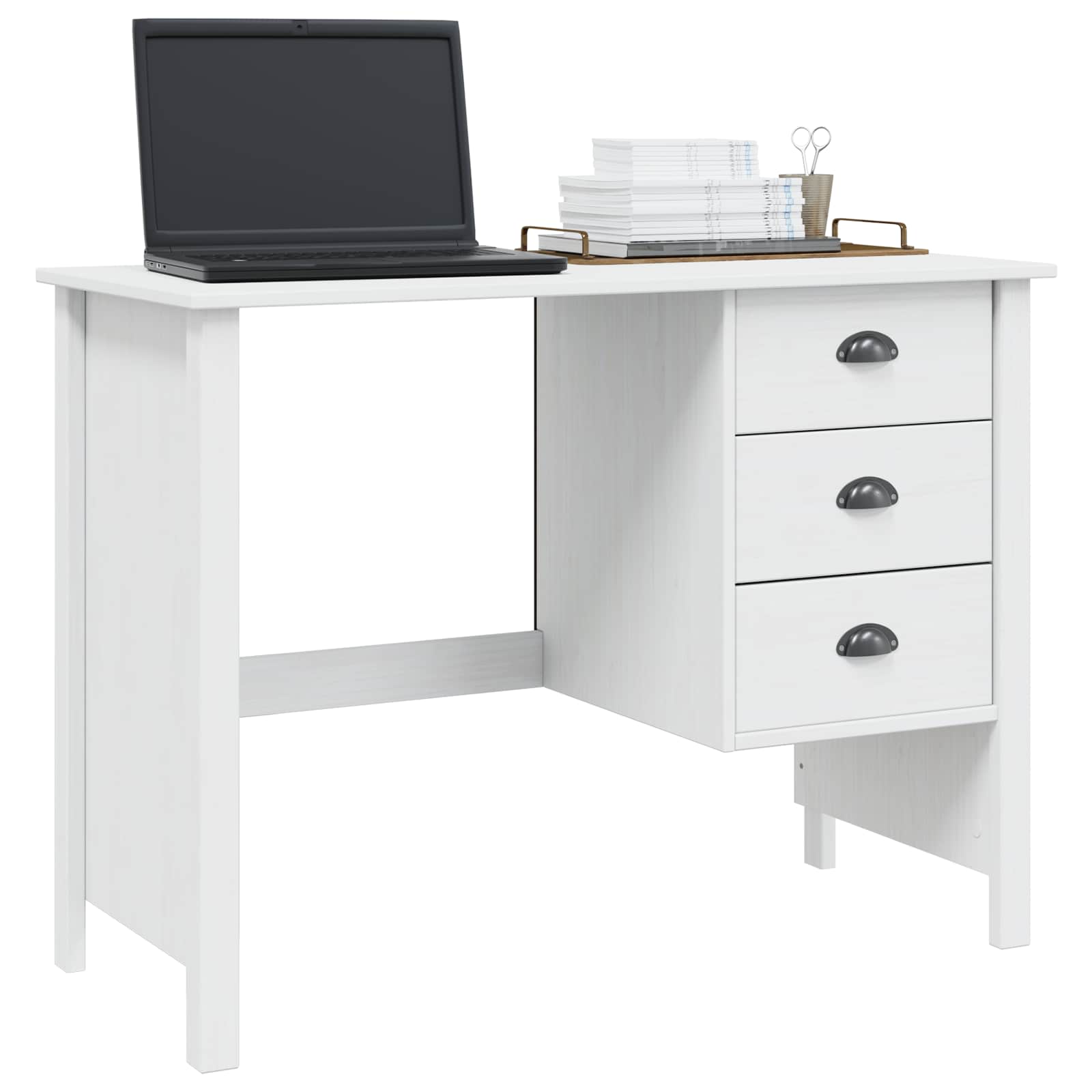 Bureau met lades Wit 100 x 45 x 74 cm Massief Vurenhout