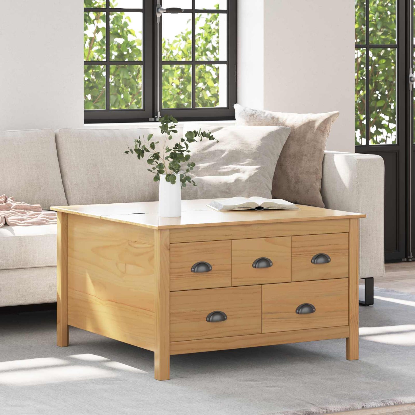 Salontafel Honingbruin 79.5 x 79.5 x 49 cm Massief Vurenhout