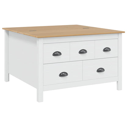 Salontafel met lade Wit en honingbruin 79.5 x 79.5 x 49 cm