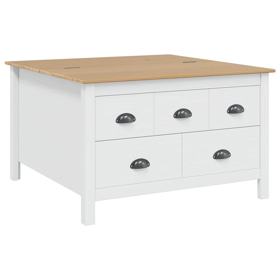 Salontafel met lade Wit en honingbruin 79.5 x 79.5 x 49 cm