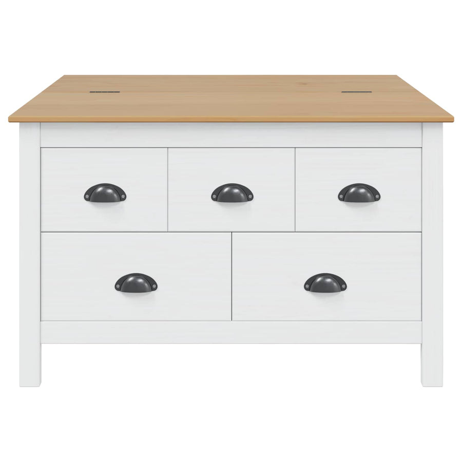 Salontafel met lade Wit en honingbruin 79.5 x 79.5 x 49 cm