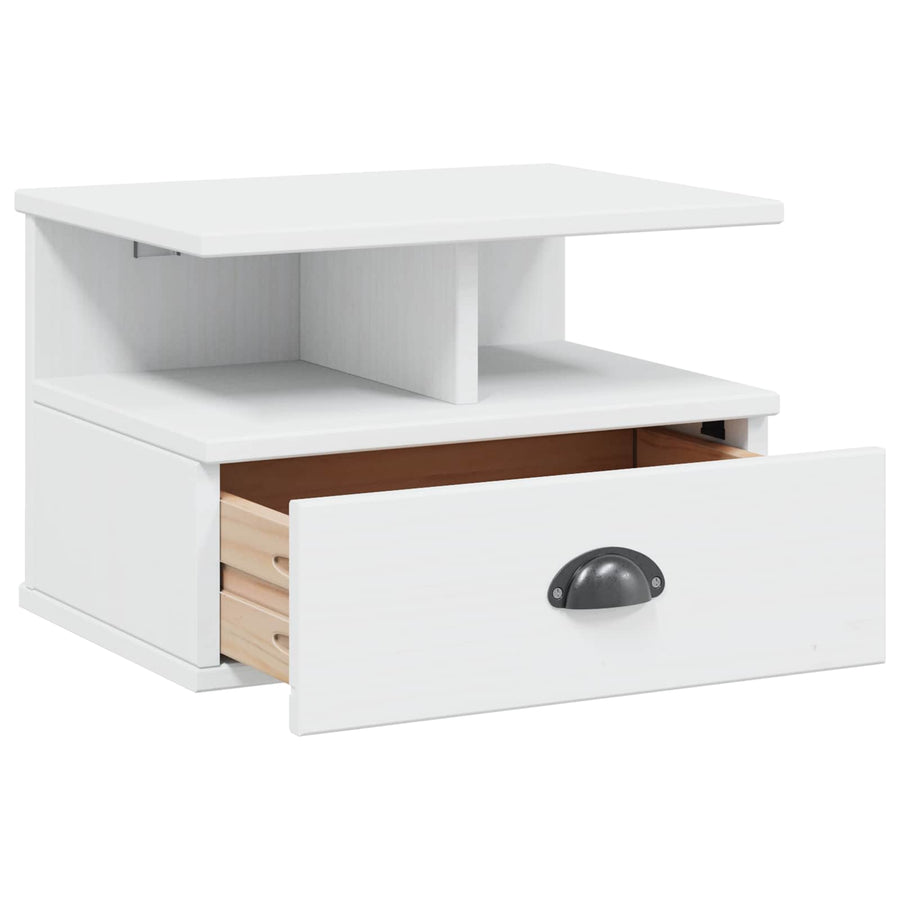 Nachtkastje met lade Wit 40 x 31 x 27 cm Massief Vurenhout
