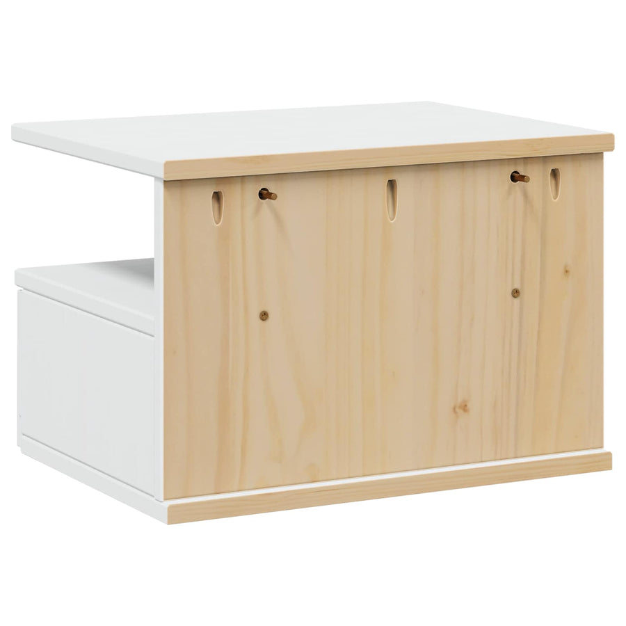 Nachtkastje met lade Wit 40 x 31 x 27 cm Massief Vurenhout