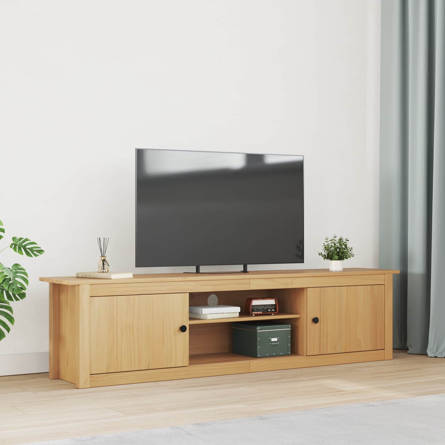 TV Rek HILL Honingbruin 158 x 40 x 39.5 cm Massief grenenhout