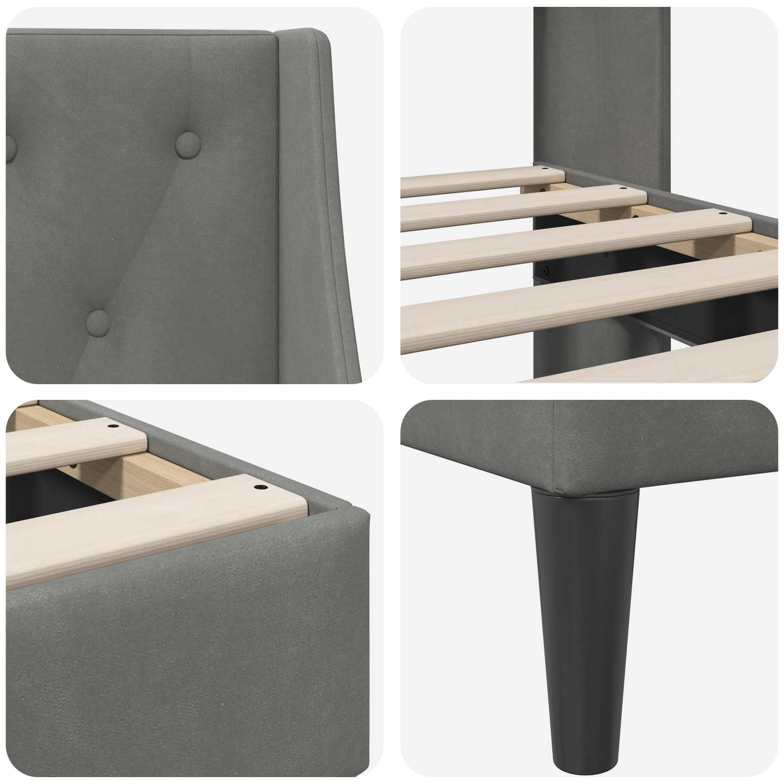Bedframe met hoofdeinde Donkergrijs 180 x 200 cm Fluweel