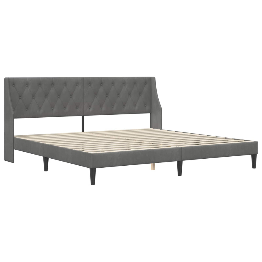 Bedframe met hoofdeinde Donkergrijs 180 x 200 cm Fluweel