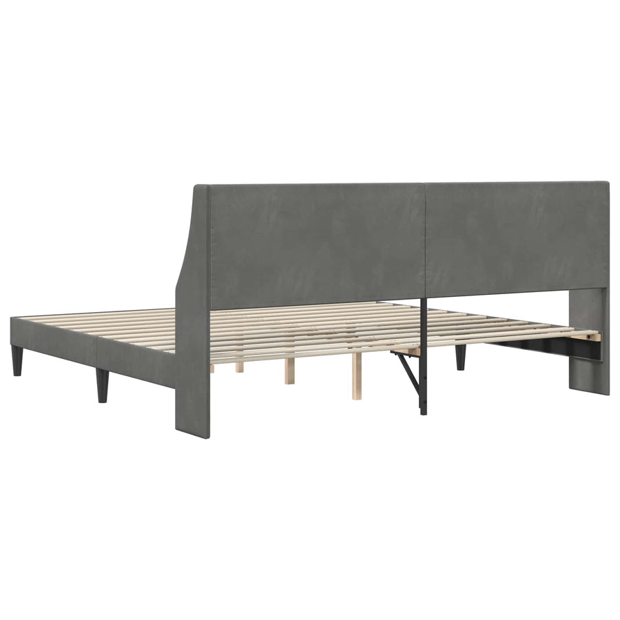 Bedframe met hoofdeinde Donkergrijs 180 x 200 cm Fluweel