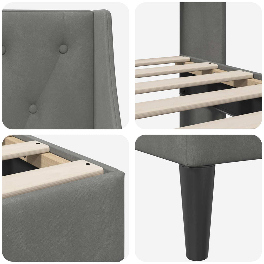 Bedframe met hoofdeinde Donkergrijs Fluweel