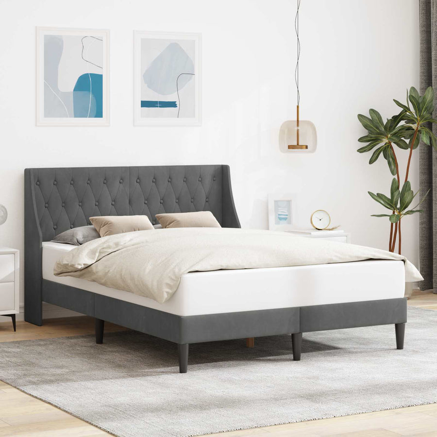 Bedframe met hoofdeinde Donkergrijs Fluweel