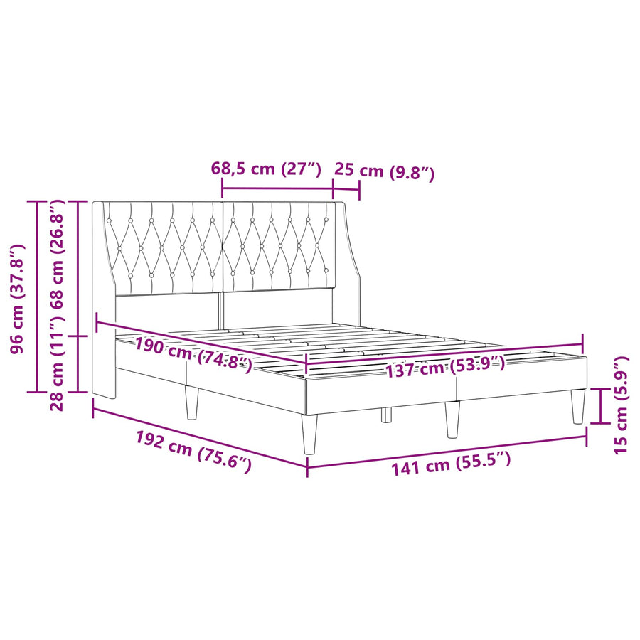 Bedframe met hoofdeinde Donkergrijs Fluweel