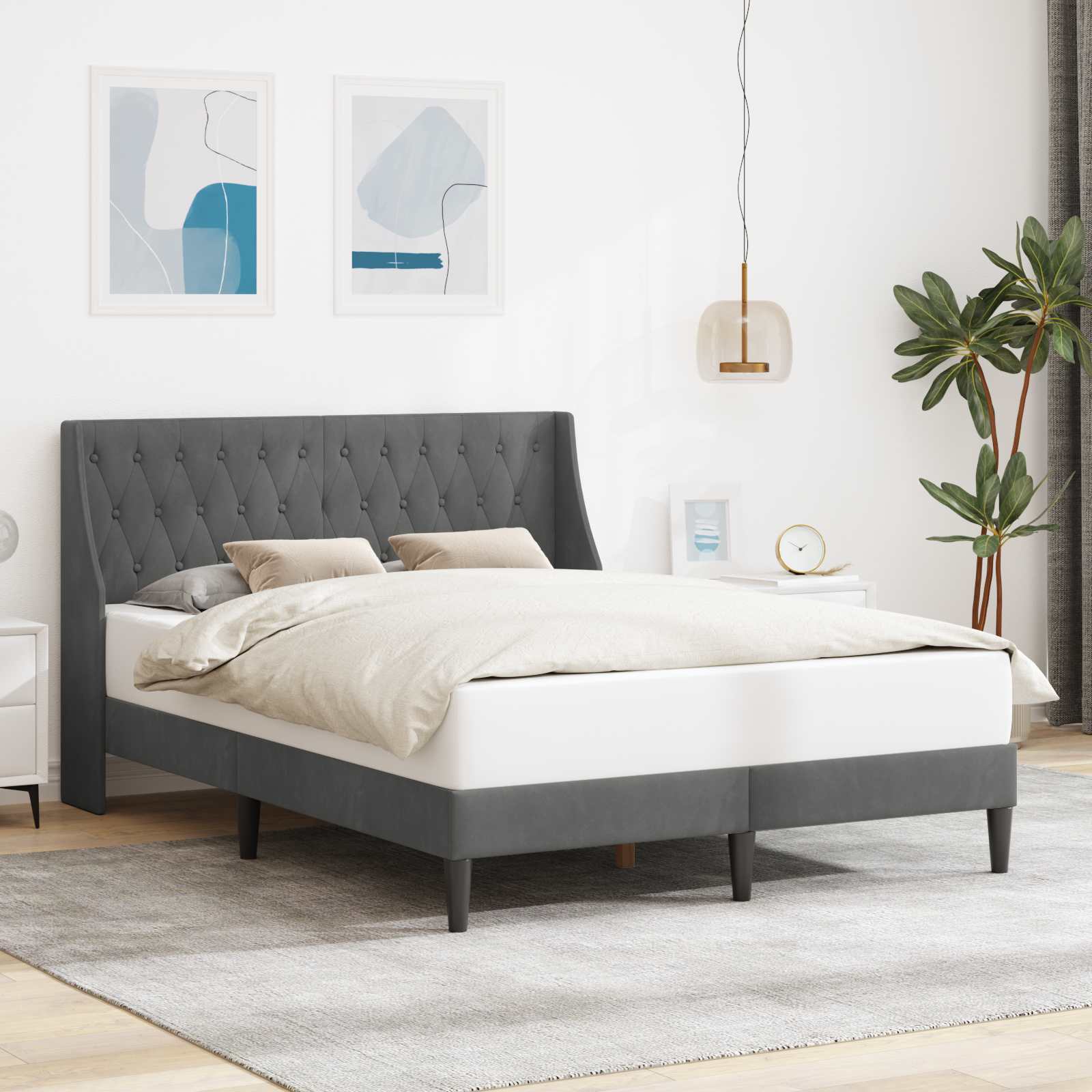 Bedframe met hoofdeinde Donkergrijs Fluweel