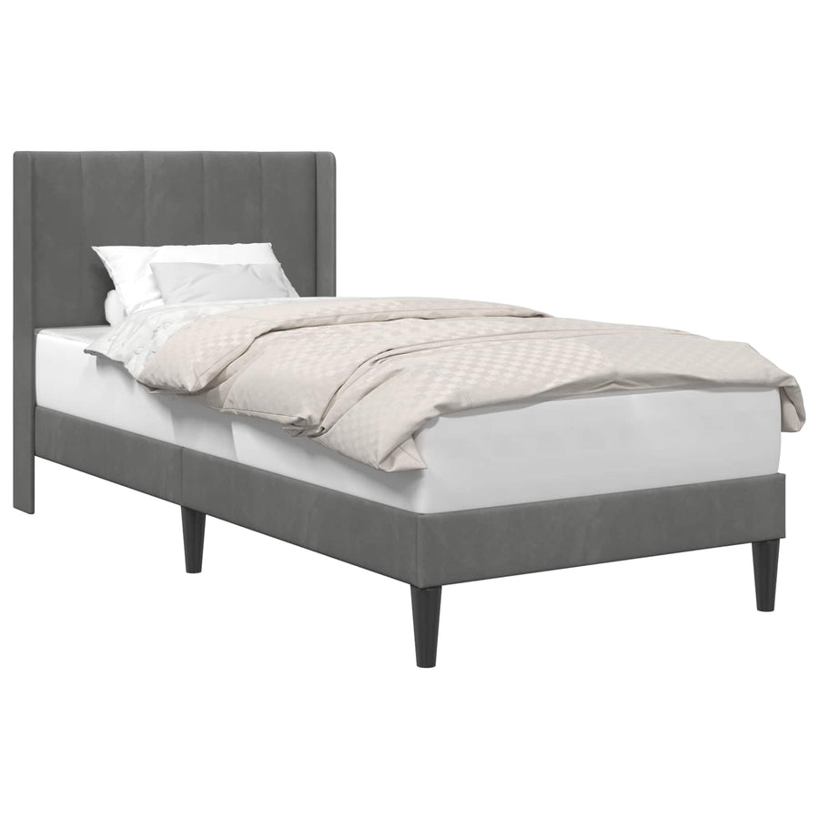 Bedframe met hoofdeinde Donkergrijs 90 x 190 cm Fluweel
