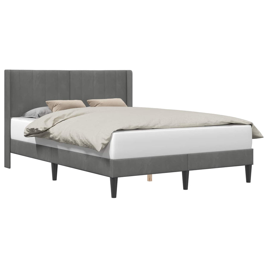 Bedframe met hoofdeinde Donkergrijs 153 x 203 cm Fluweel