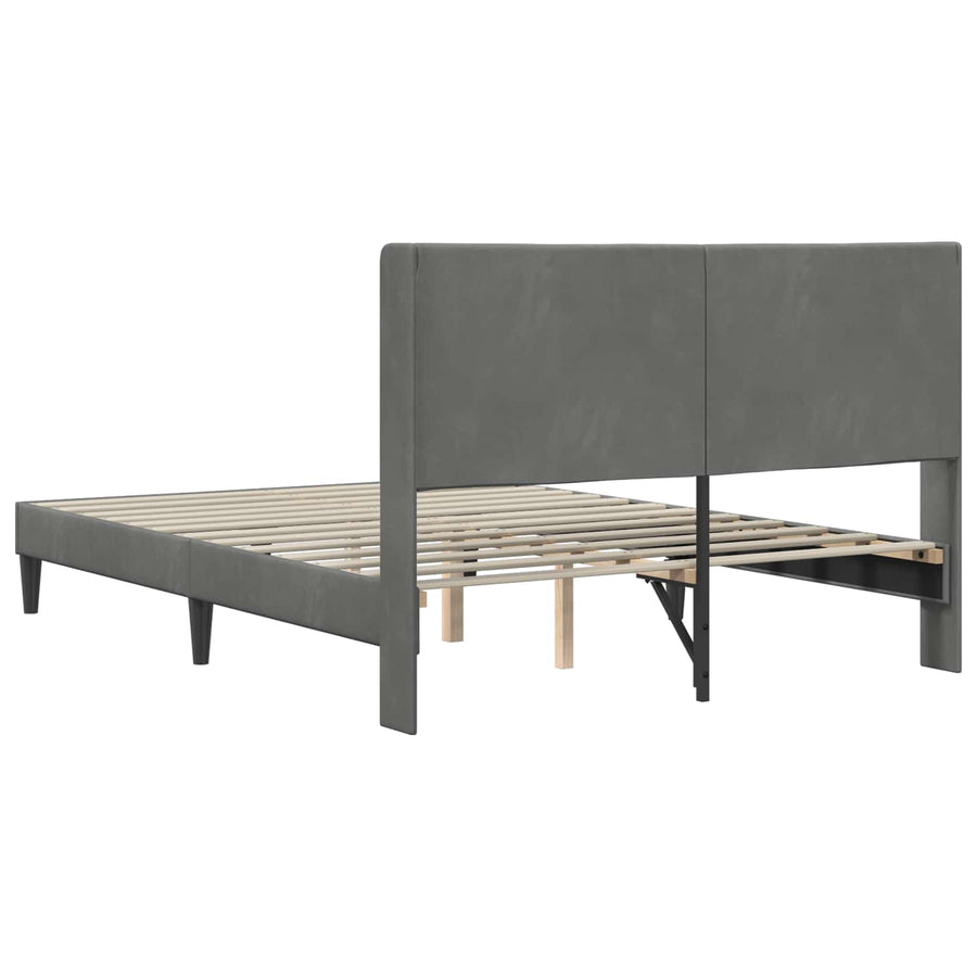 Bedframe met hoofdeinde Donkergrijs 153 x 203 cm Fluweel