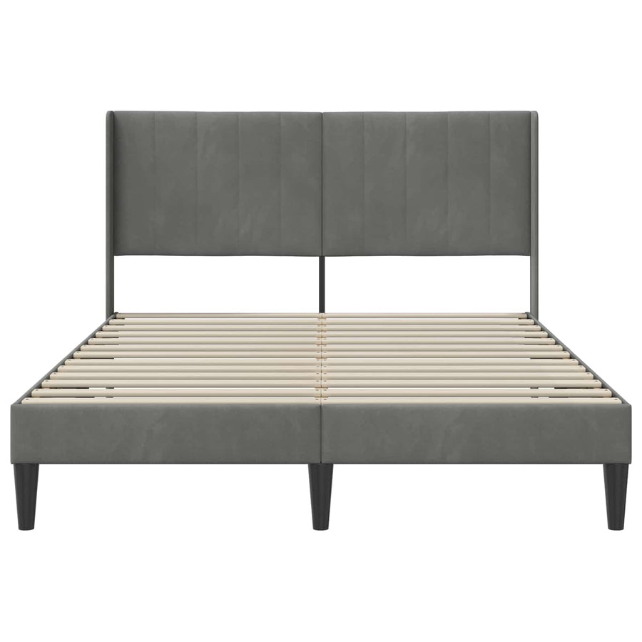 Bedframe met hoofdeinde Donkergrijs 153 x 203 cm Fluweel
