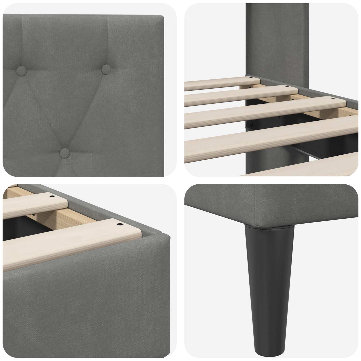 Bedframe met hoofdeinde Donkergrijs 180 x 200 cm Fluweel