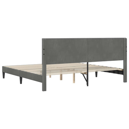 Bedframe met hoofdeinde Donkergrijs 180 x 200 cm Fluweel