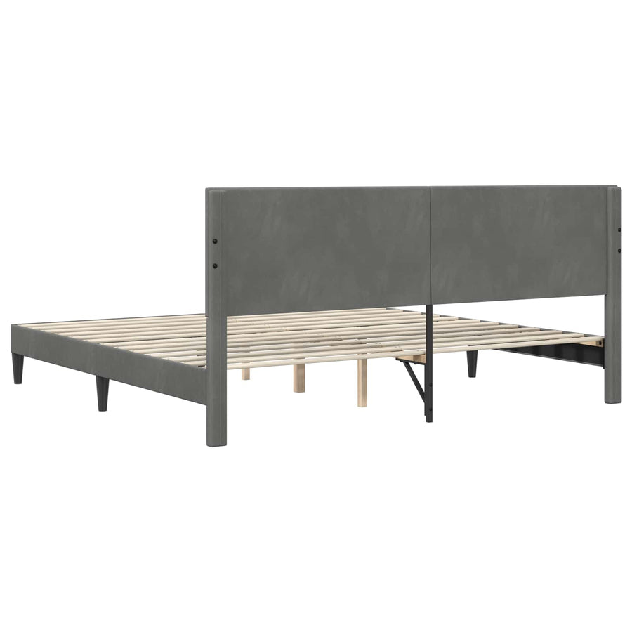 Bedframe met hoofdeinde Donkergrijs 180 x 200 cm Fluweel