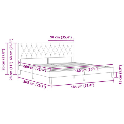 Bedframe met hoofdeinde Donkergrijs 180 x 200 cm Fluweel