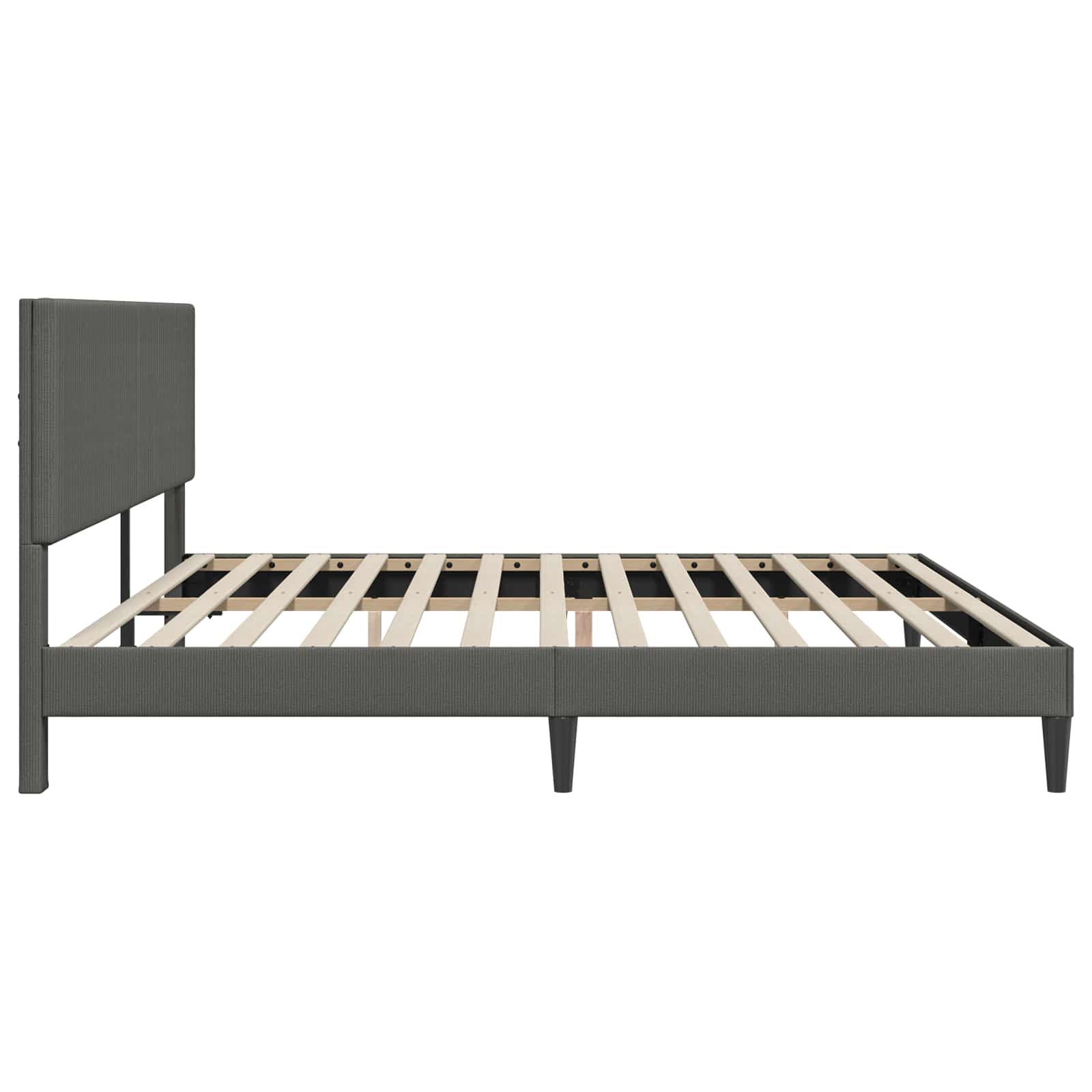 Bedframe met hoofdeinde Donkergrijs 180 x 200 cm Katoen Stof