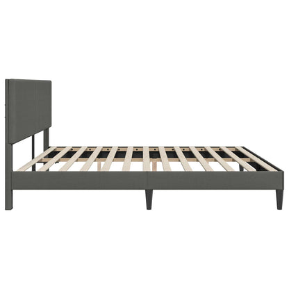Bedframe met hoofdeinde Donkergrijs 180 x 200 cm Katoen Stof
