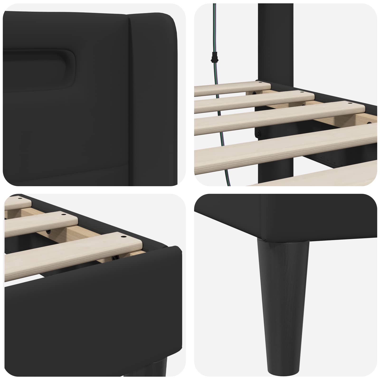 Bedframe met LED-stripverlichting Zwart 90 x 190 cm Kunstleer