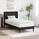 Bed Frame with LED Strip Light Black 90 x 190 cm Faux Leather