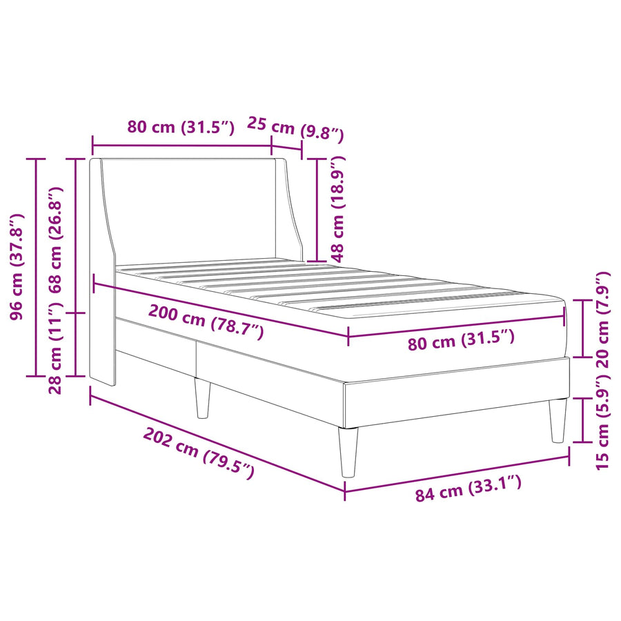 Bedframe met matras met hoofdeinde Polyester