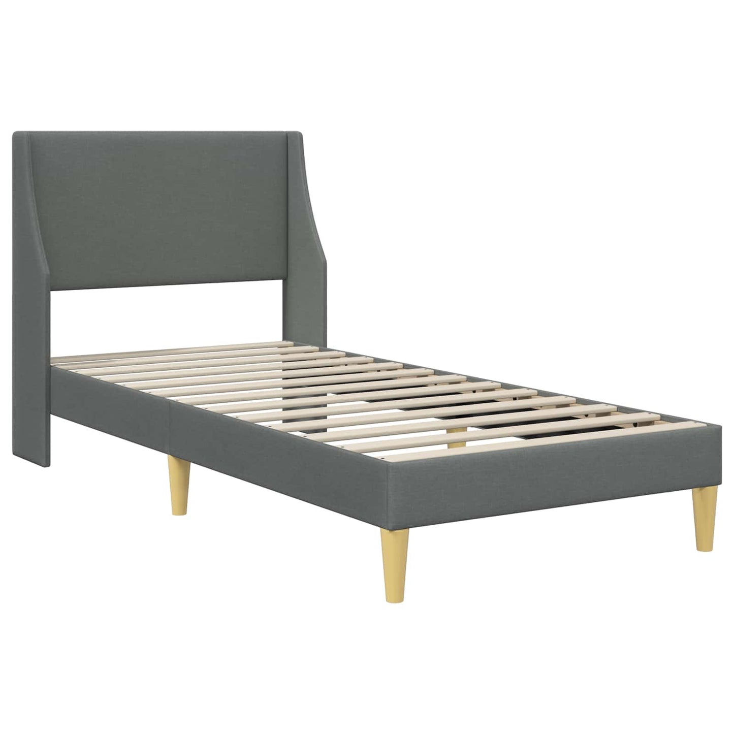 Bedframe met matras Effen Donkergrijs 100 x 200 cm Stof