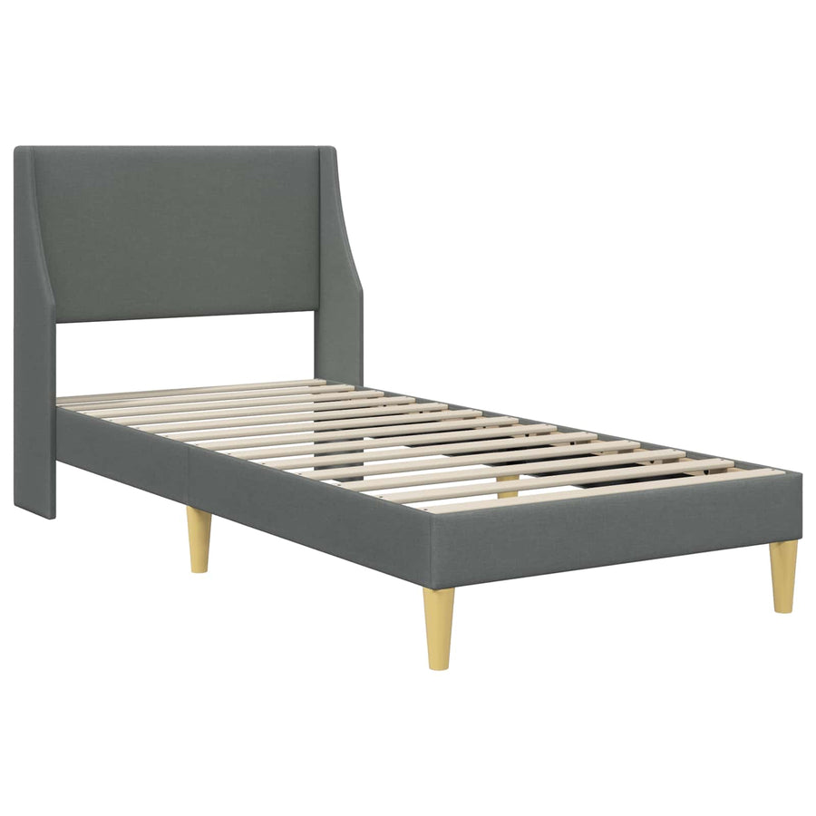Bedframe met matras Effen Donkergrijs 100 x 200 cm Stof