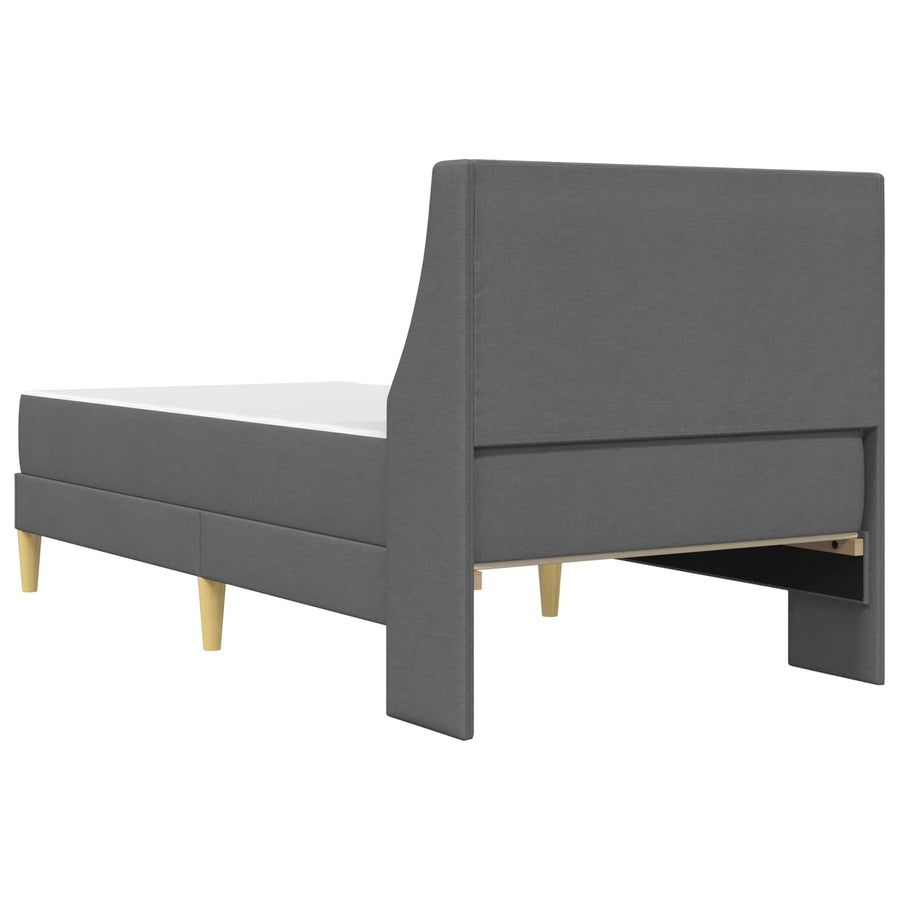 Bedframe met matras Effen Donkergrijs 100 x 200 cm Stof