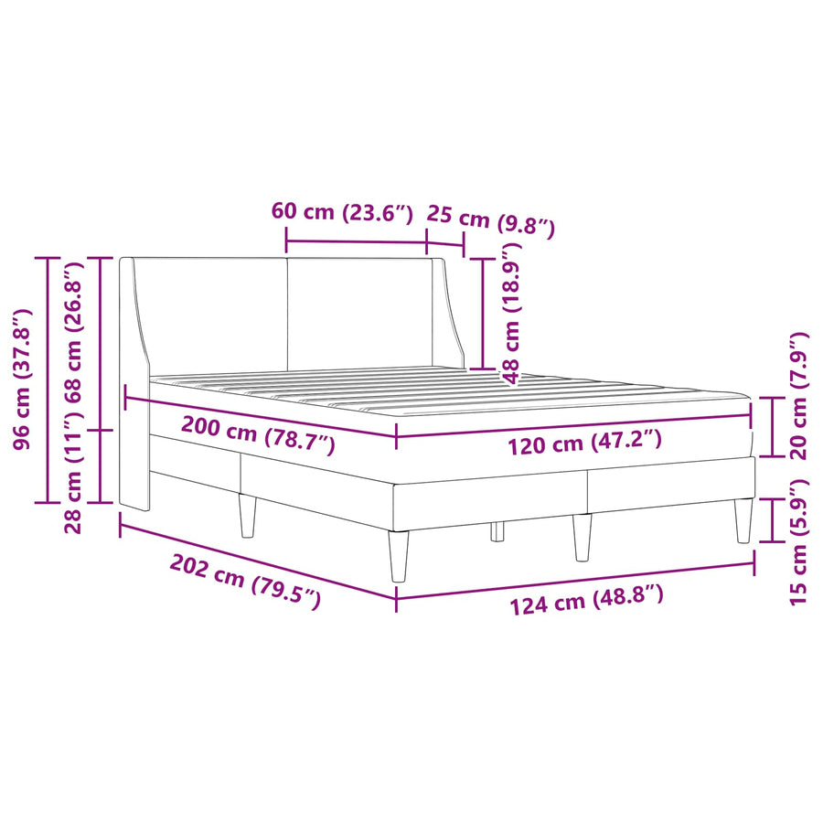Bedframe met matras met hoofdeinde Polyester