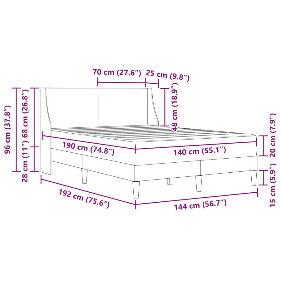 Bedframe met matras met hoofdeinde Polyester