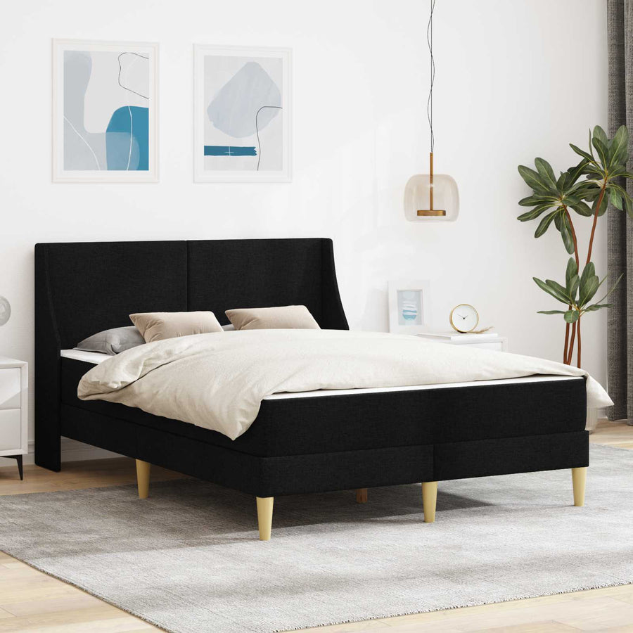 Bedframe met matras met hoofdeinde Zwart 160 x 200 cm Polyester