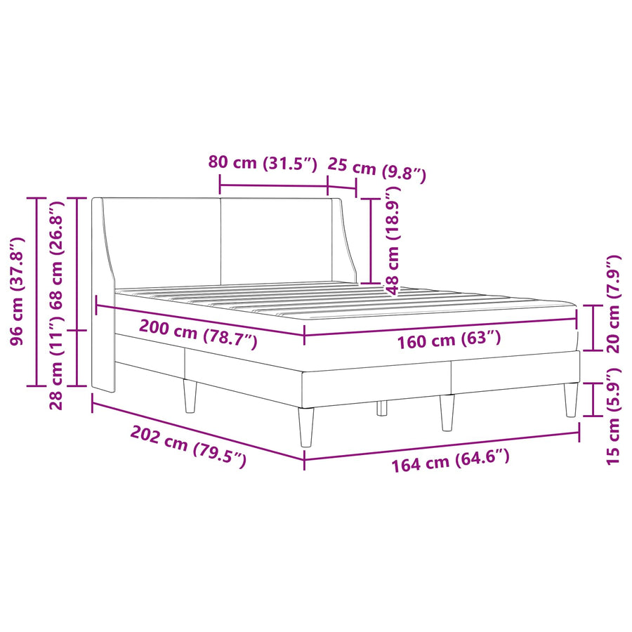 Bedframe met matras met hoofdeinde Polyester