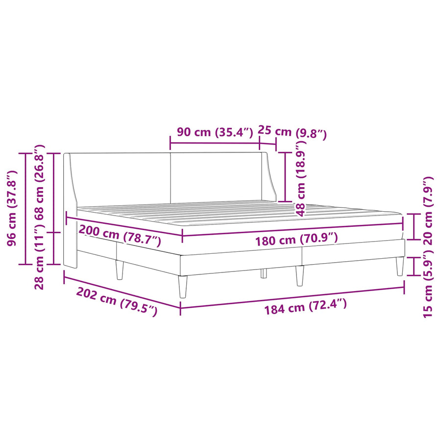 Bedframe met matras Donkergrijs 180 x 200 cm Polyester
