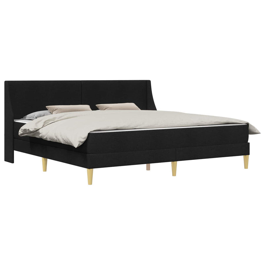 Bedframe met matras met hoofdeinde Zwart 180 x 200 cm Polyester