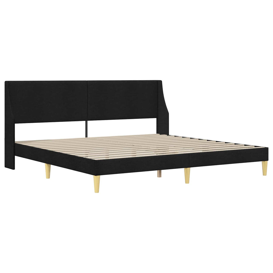 Bedframe met matras met hoofdeinde Zwart 180 x 200 cm Polyester