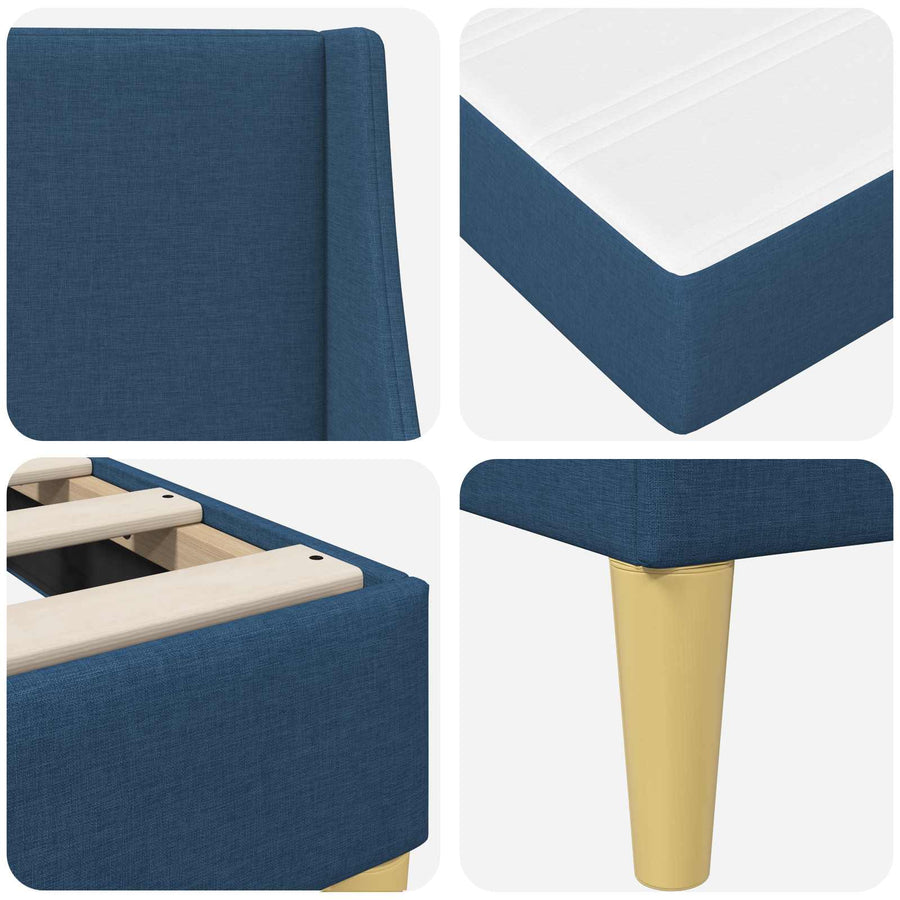 Bedframe met matras met hoofdeinde Blauw 180 x 200 cm Polyester