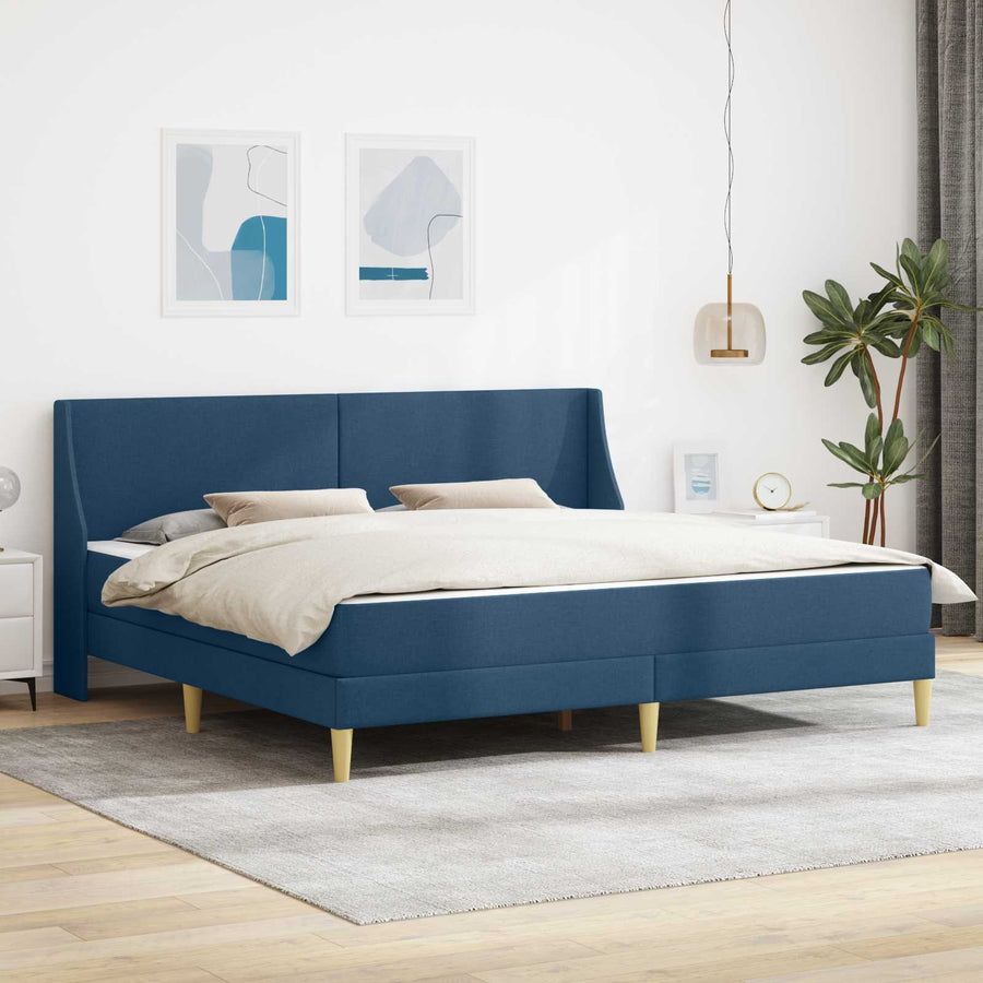 Bedframe met matras met hoofdeinde Blauw 180 x 200 cm Polyester