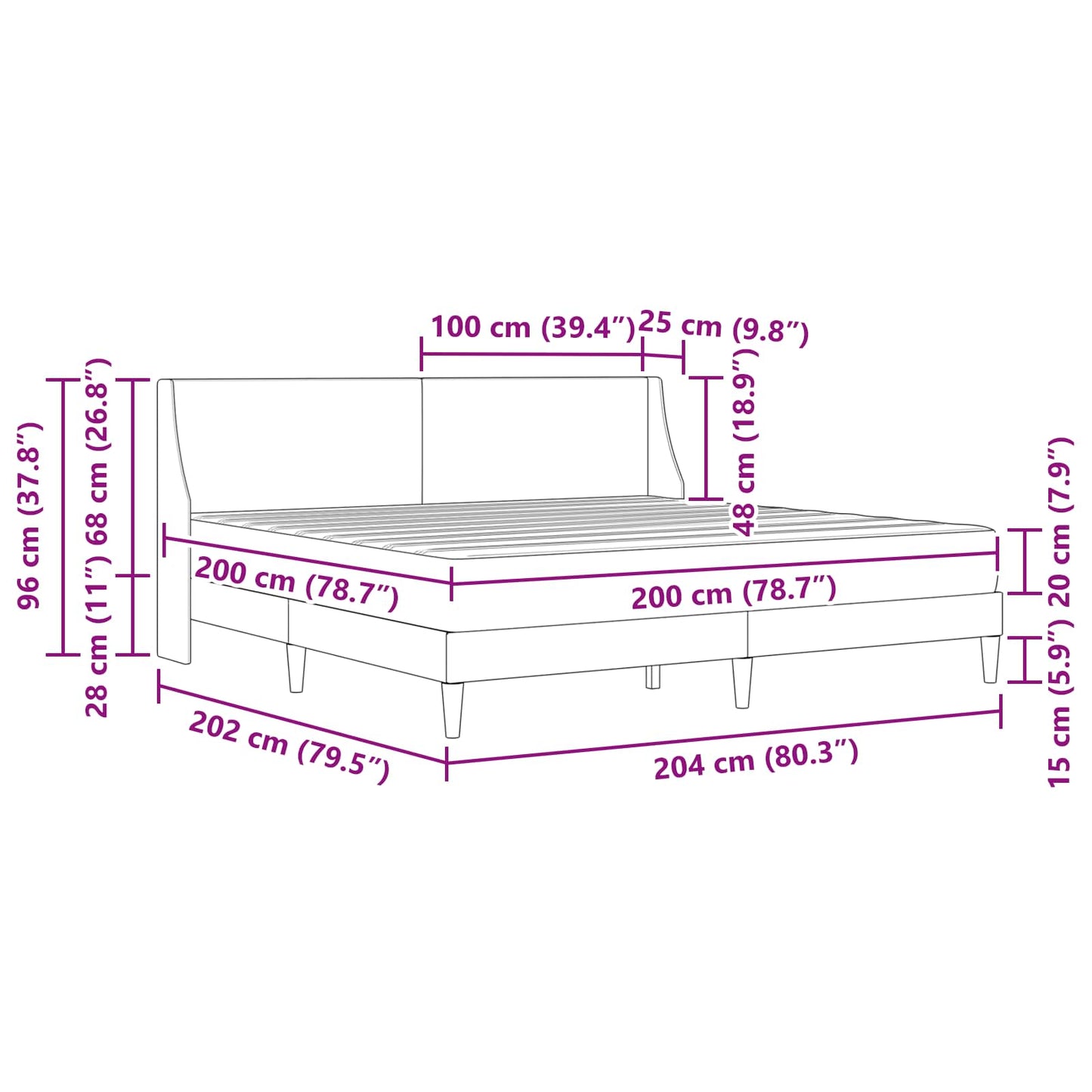 Bedframe met matras met hoofdeinde Polyester